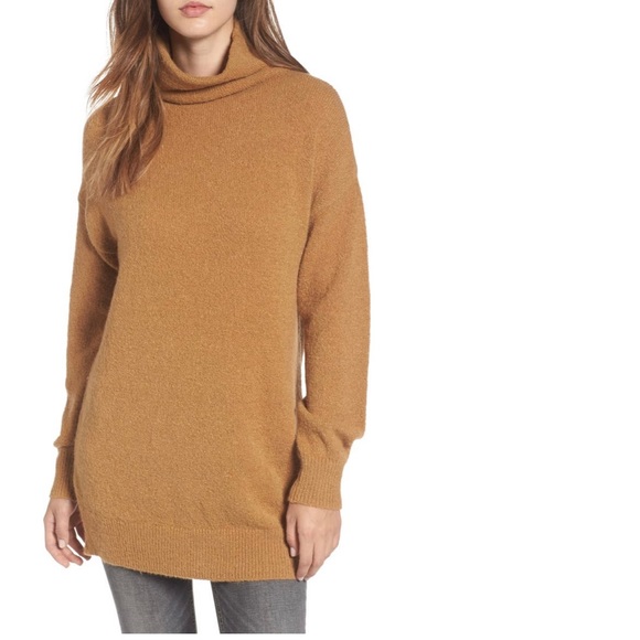 Women’s BP Brown Boucle Turtleneck Tunic Sweater Size S Small EUC - Picture 1 of 4